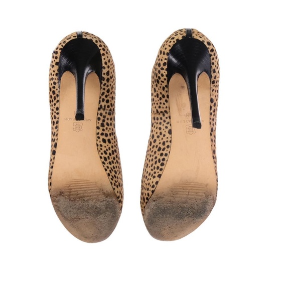 Worn 1x ANN TAYLOR Sz. 8.5 M Heels Pumps Platform Cheetah Print Horsehair - Picture 7 of 7